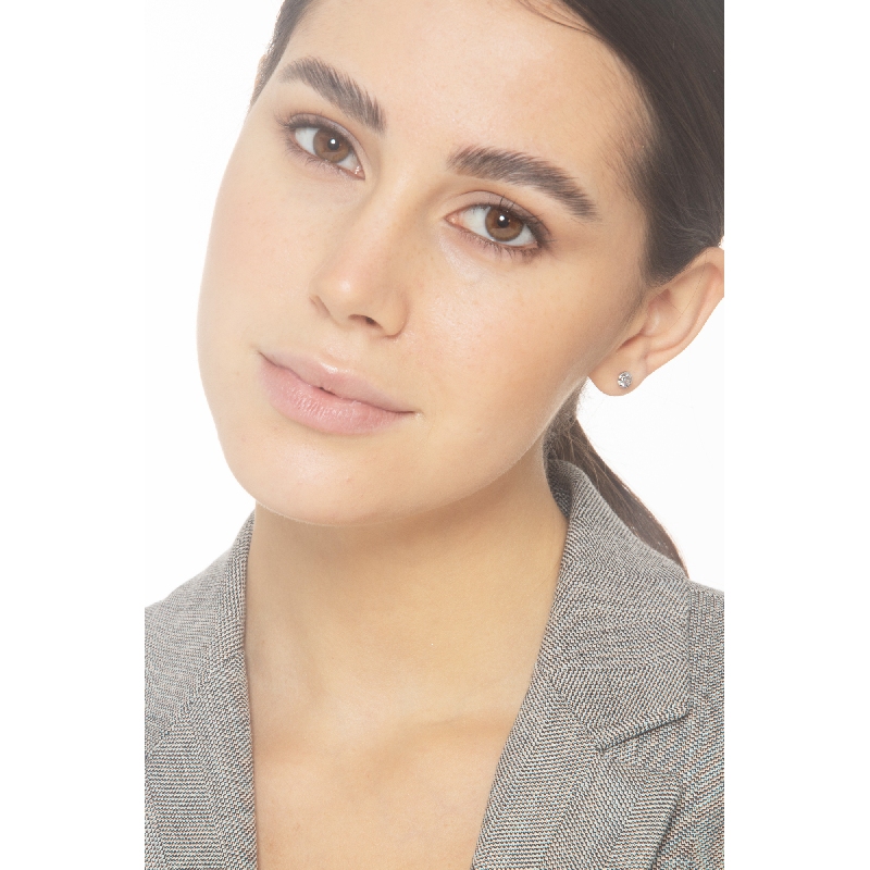 White gold 18k bezel stud earrings with zircon