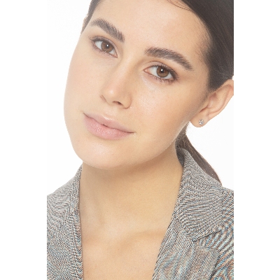 White gold 18k bezel stud earrings with zircon