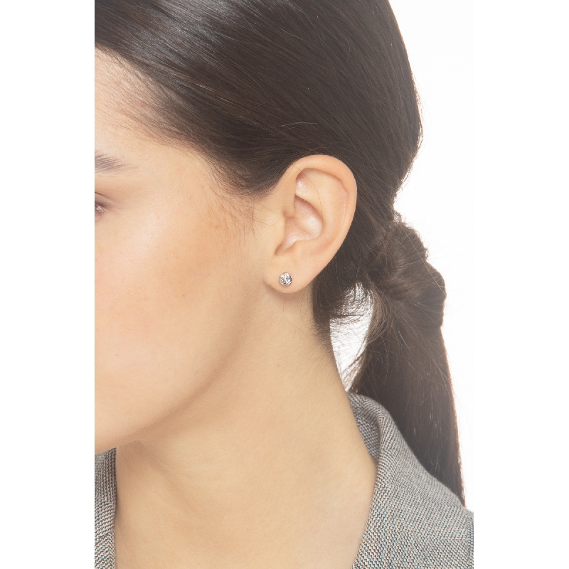 White gold 18k bezel stud earrings with zircon