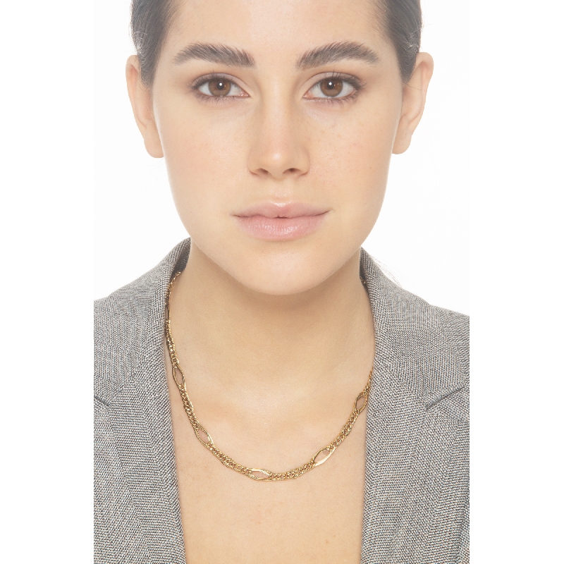 Cuban chain with oval sections in 18k yellow gold