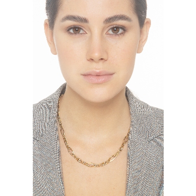 Cuban chain with oval sections in 18k yellow gold