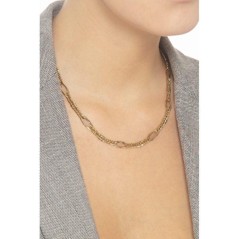 Cuban chain with oval sections in 18k yellow gold