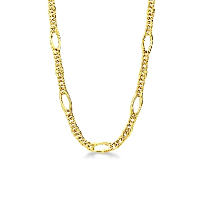Cuban chain with oval sections in 18k yellow gold