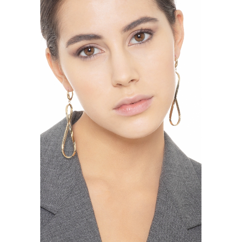 Oval drop earrings in yellow gold 18k 