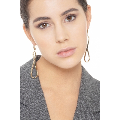 Oval drop earrings in yellow gold 18k 