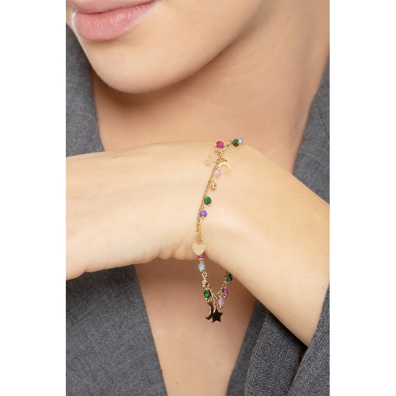 18k yellow gold bracelet with fancy charms