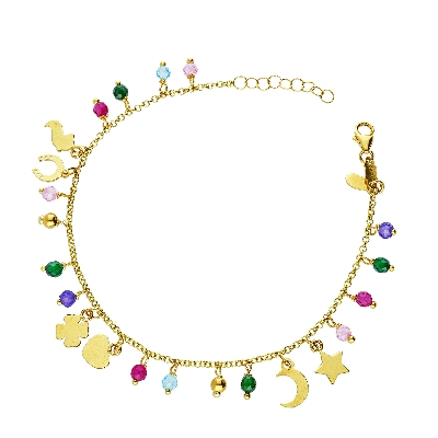 18k yellow gold bracelet with fancy charms