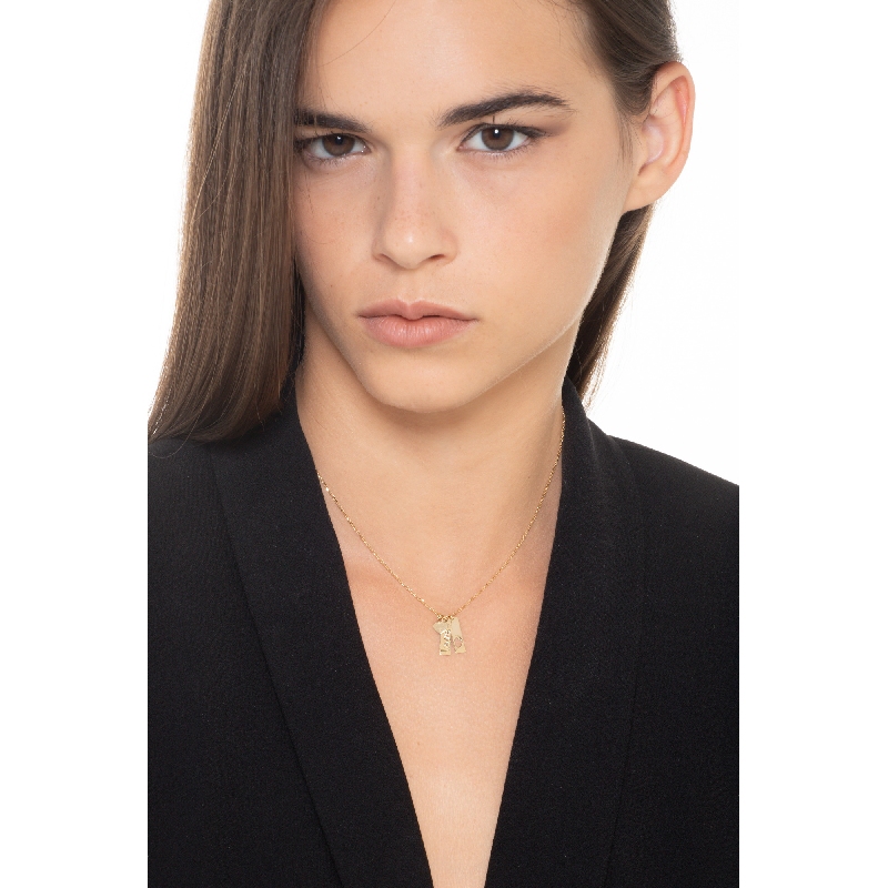 Necklace in 18k yellow gold with 3 Love pendants