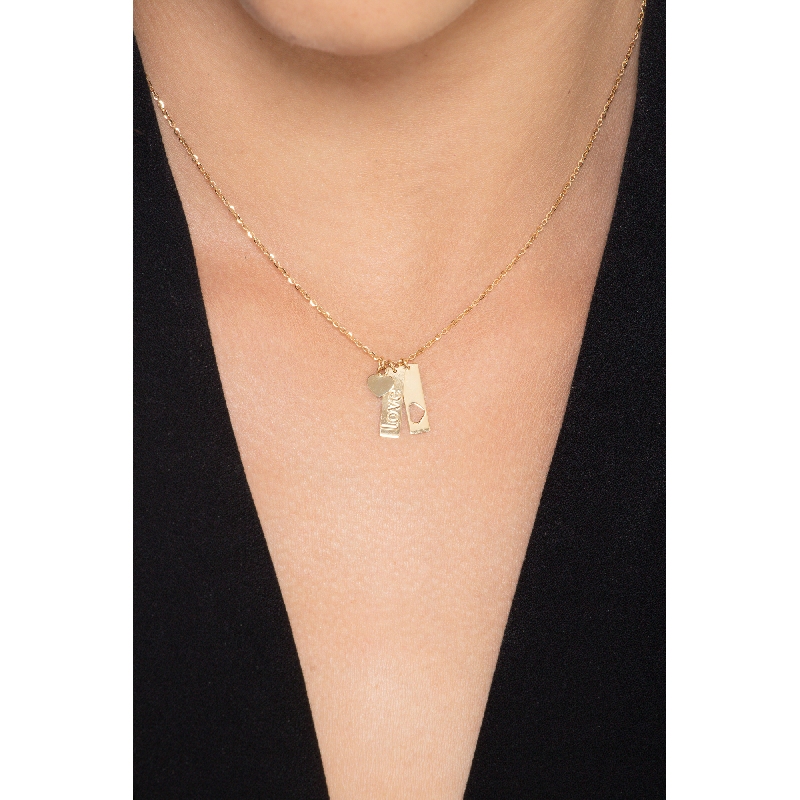 Necklace in 18k yellow gold with 3 Love pendants