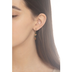 18k yellow gold earrings pendants with green stones 2