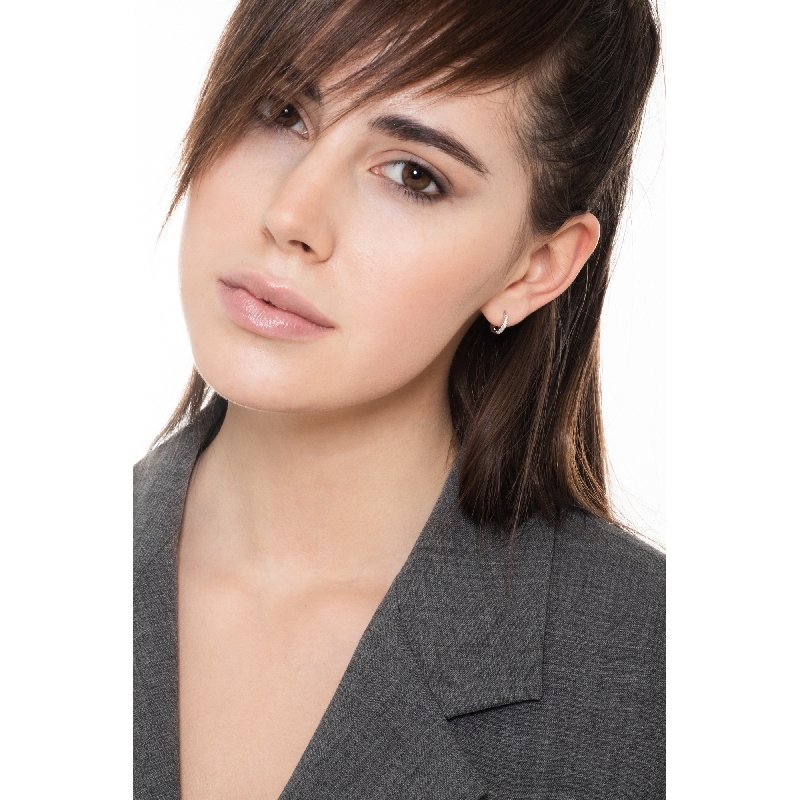 Zircon hoop earrings in white gold 18k