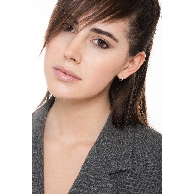 Zircon hoop earrings in white gold 18k