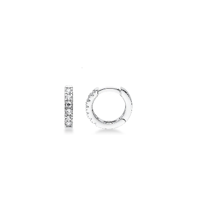 Zircon hoop earrings in white gold 18k