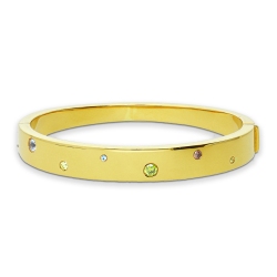 Bracciale rigido in oro giallo 18k con zirconi colorati.
