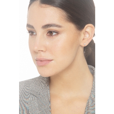 18k yellow gold zircon earrings, diameter 4,15 mm