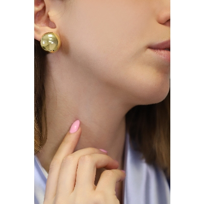 Orecchini a bottone con clip in oro giallo 18k