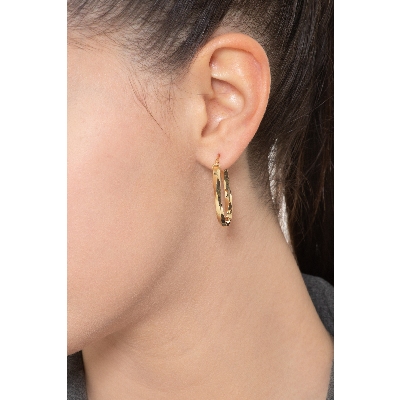 Twisted oval earrings yellow gold 18k
