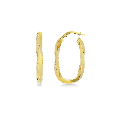 Twisted oval earrings yellow gold 18k