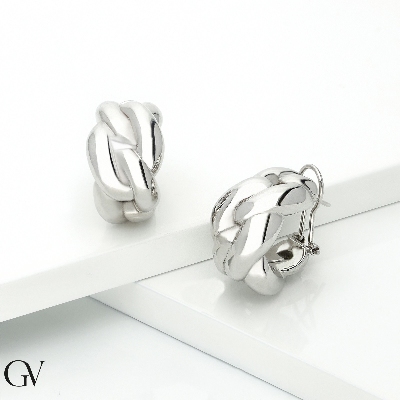 Orecchini cerchio groumette in oro bianco