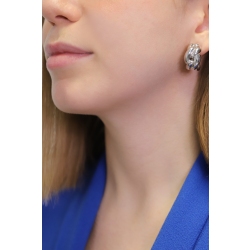 Orecchini cerchio groumette in oro bianco 2