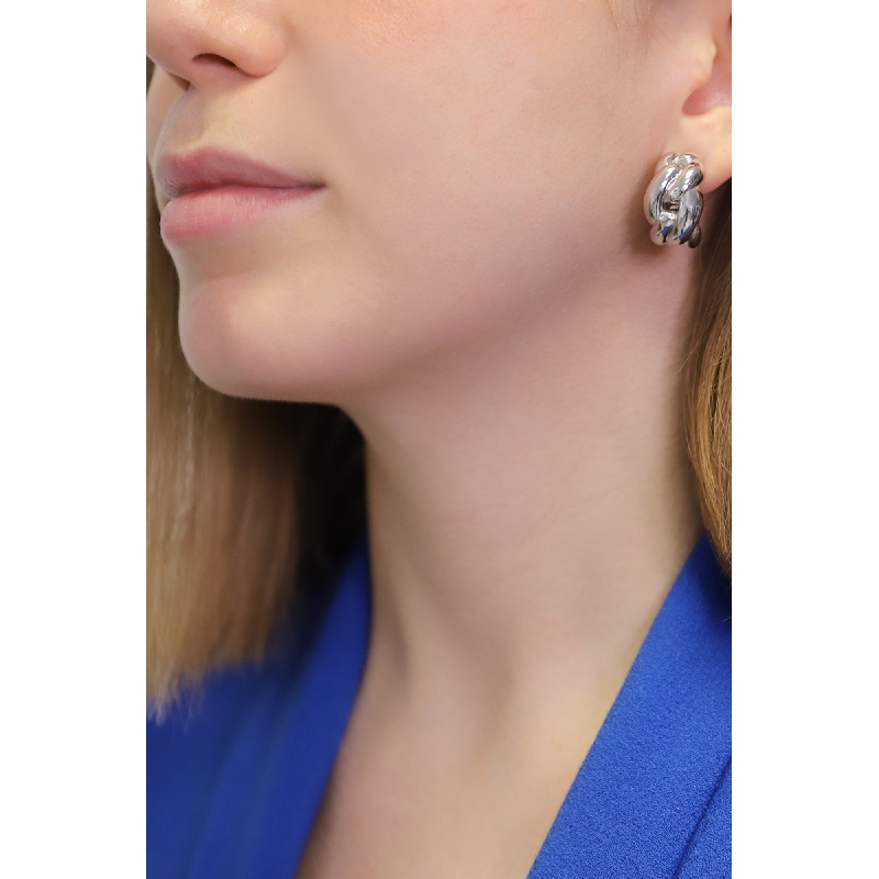 Orecchini cerchio groumette in oro bianco