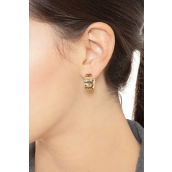 Orecchini a cerchio in oro giallo 18k con zirconi colorati. 2