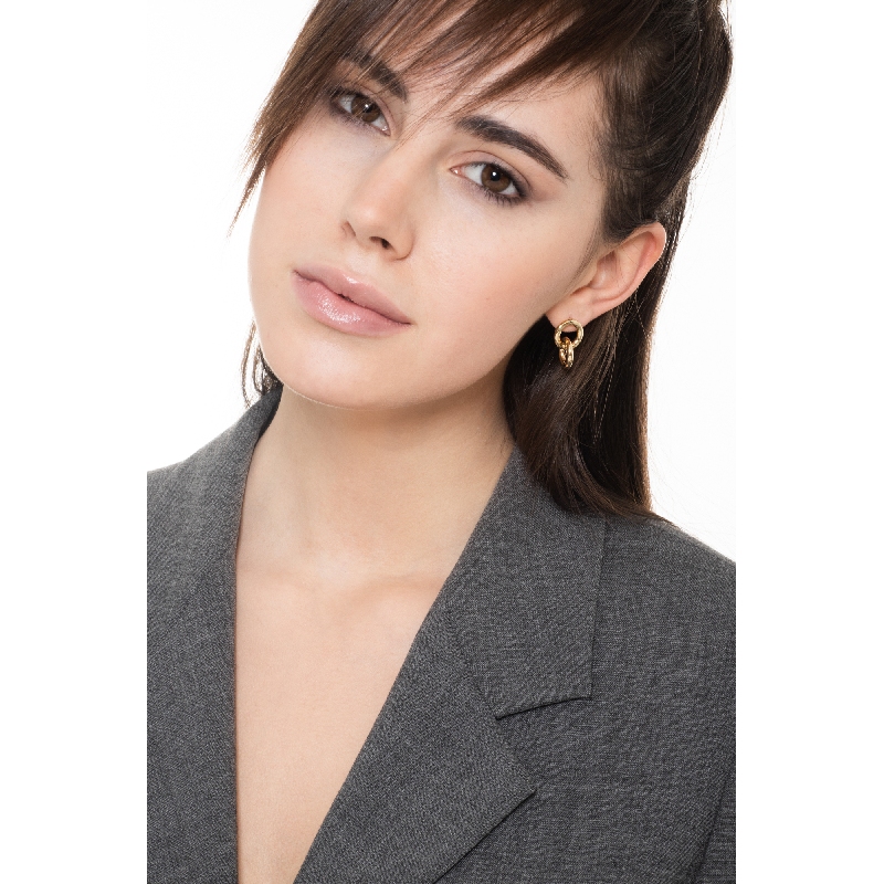 18k yellow gold small double empty-barreled earrings 