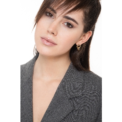 18k yellow gold small double empty-barreled earrings 