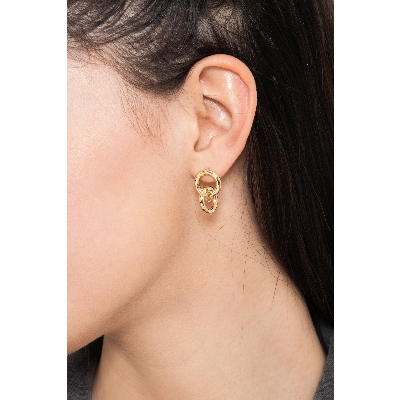 18k yellow gold small double empty-barreled earrings 