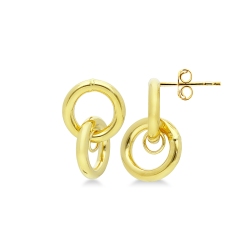 18k yellow gold small double empty-barreled earrings 
