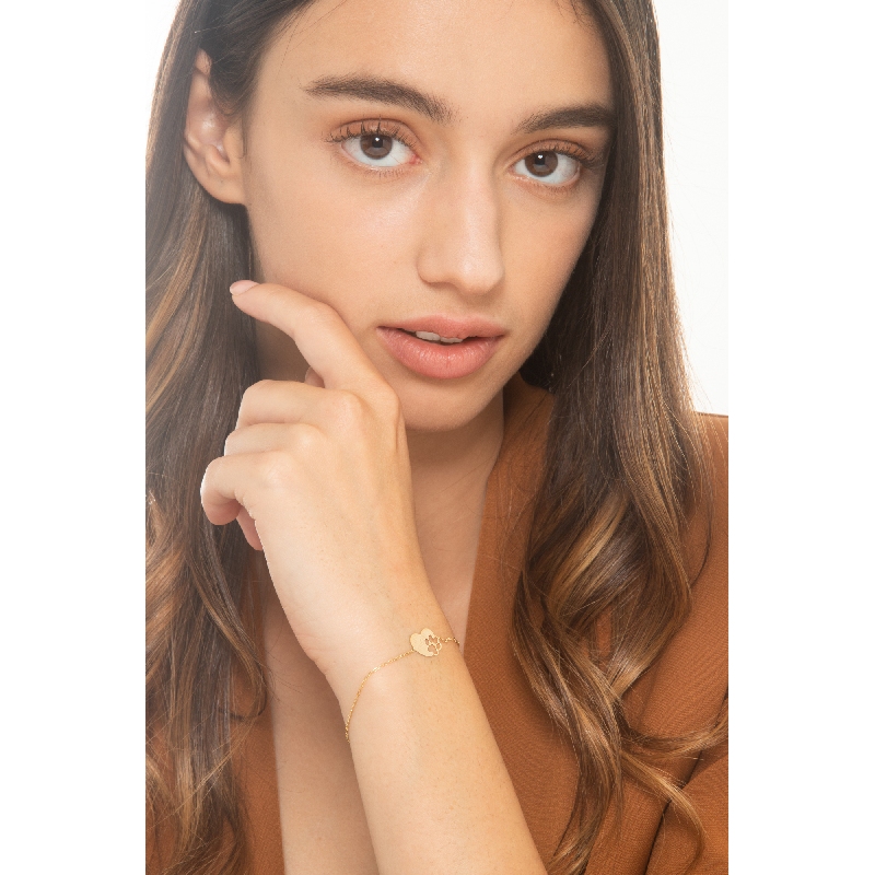 18k yellow gold bracelet with heart charm and engraved ''My Friend''