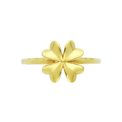 18k yellow gold ring with four-leaf clover