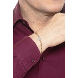 Bracciale con piastrina in oro giallo e bianco 18k, cm 19 2