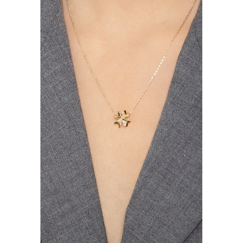 Four- leaf clover pendant in 18k yellow gold, 42 cm