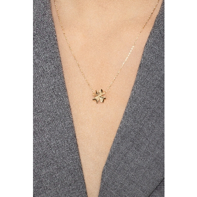 Four- leaf clover pendant in 18k yellow gold, 42 cm