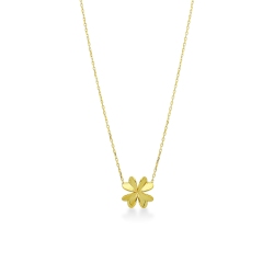 Four- leaf clover pendant in 18k yellow gold, 42 cm