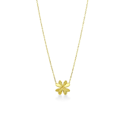Four- leaf clover pendant in 18k yellow gold, 42 cm