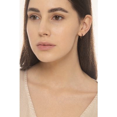 Hoops earrings in yellow gold 18k with black zircons