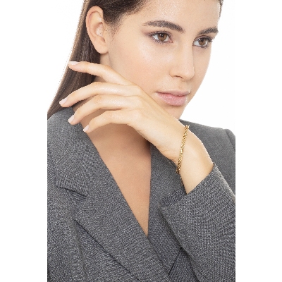 Bracciale semirigido in oro giallo 18k, lavorazione godronata