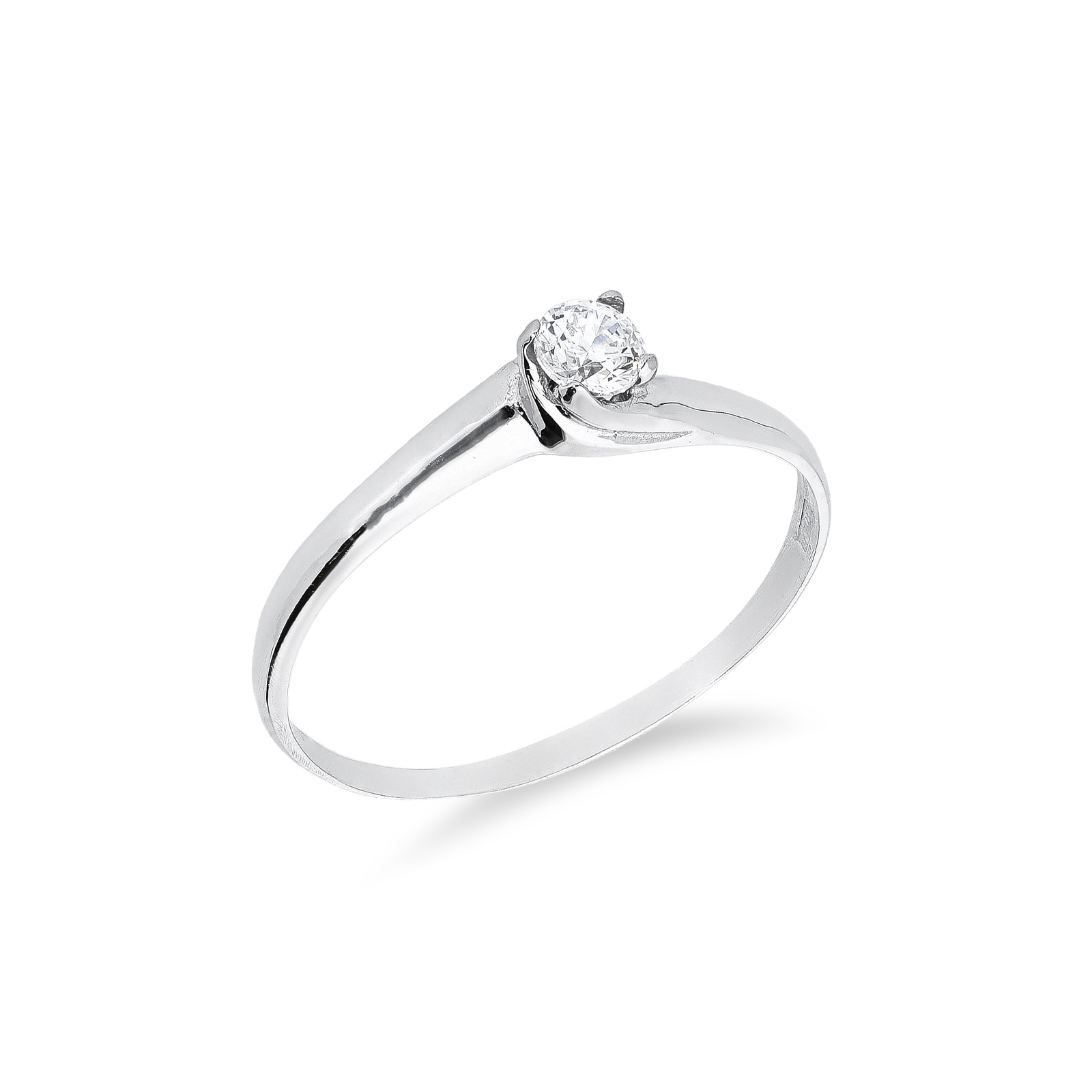 Anello Centrale In Oro Bianco 9k Con Acquamarina 4mm - Larghezza Fede 1,10 Mm, Gioiello Donna, Confezione Regalo