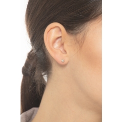 Yellow gold 18k round zircon earrings, 4,50 mm diameter 2