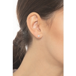 White gold 18k round zircon earrings, 4,40 mm diameter 2