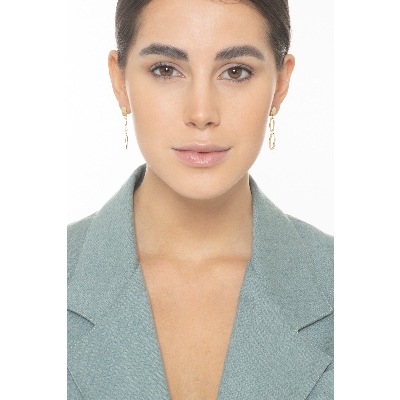 18k yellow gold earrings with oval pendants, 4 cm 