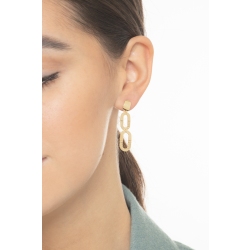 18k yellow gold earrings with oval pendants, 4 cm  2