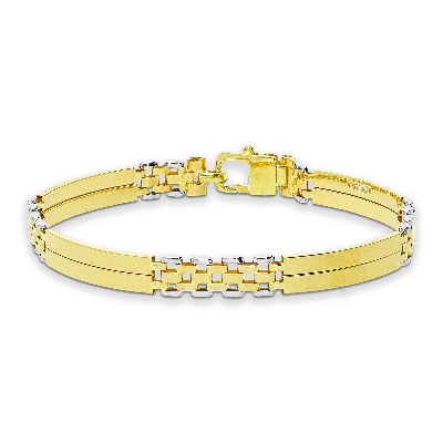 Fancy man bracelet in 18k yellow and white gold