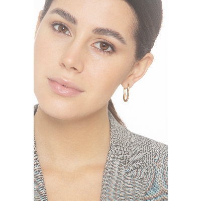 Glossy paper clip earrings in yellow gold 18k, cm 2,5 