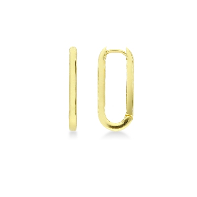 Glossy paper clip earrings in yellow gold 18k, cm 2,5 