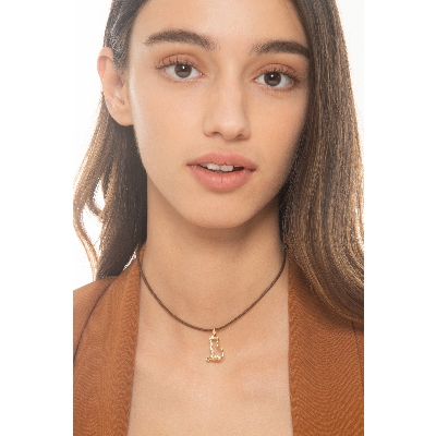 18k yellow gold with charm cat and zircons