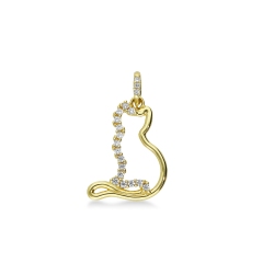 18k yellow gold with charm cat and zircons