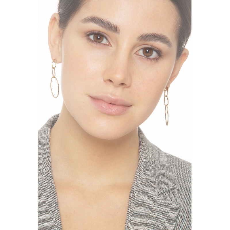 Yellow gold 18k earrings with 5 cm oval pendants